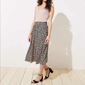 LOFT Plus Leopard Print Smocked Pull On Maxi Skirt